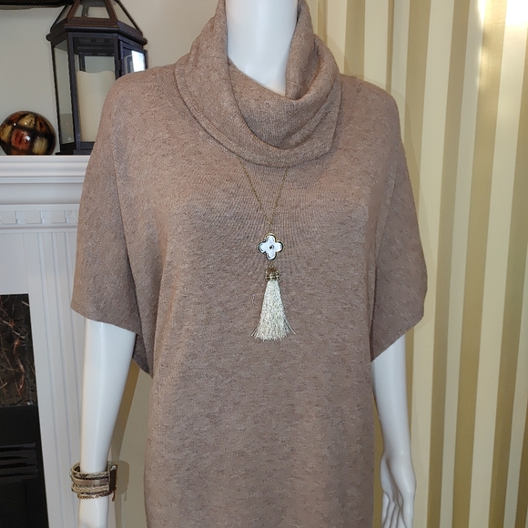Simply Couture | Camel Cowl Neck Swing Tunic, Camel Brown L - Picture 3 of 12